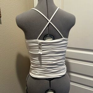 Express Cream Ruched Strappy Top